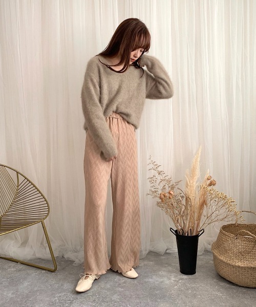 slowmelly（スローメリー）の「【WEARISTA てら】変形楊柳ワイドパンツ（その他パンツ・レディース・ベージュ/パープル/ピンクベージュ・FREE）」の10枚目の写真