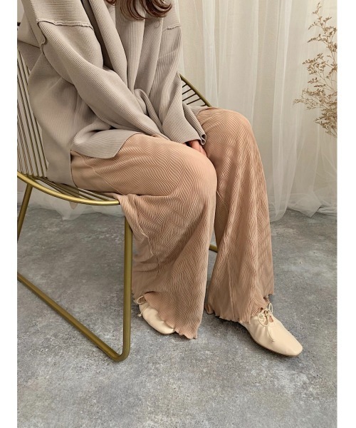 slowmelly（スローメリー）の「【WEARISTA てら】変形楊柳ワイドパンツ（その他パンツ・レディース・ベージュ/パープル/ピンクベージュ・FREE）」の11枚目の写真