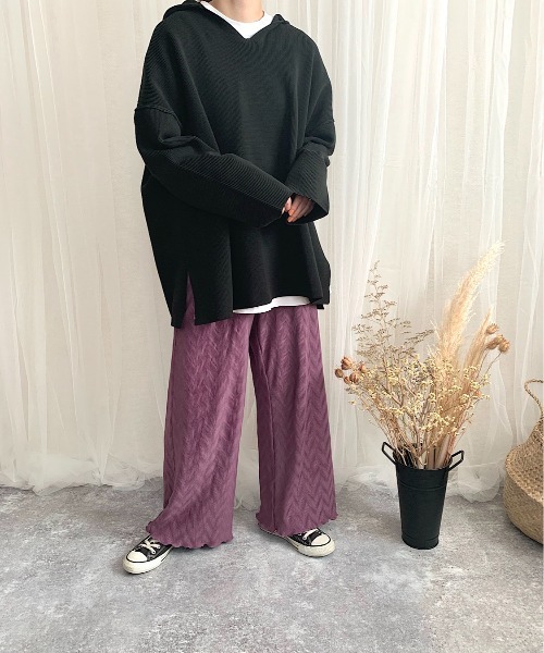 slowmelly（スローメリー）の「【WEARISTA てら】変形楊柳ワイドパンツ（その他パンツ・レディース・ベージュ/パープル/ピンクベージュ・FREE）」の14枚目の写真