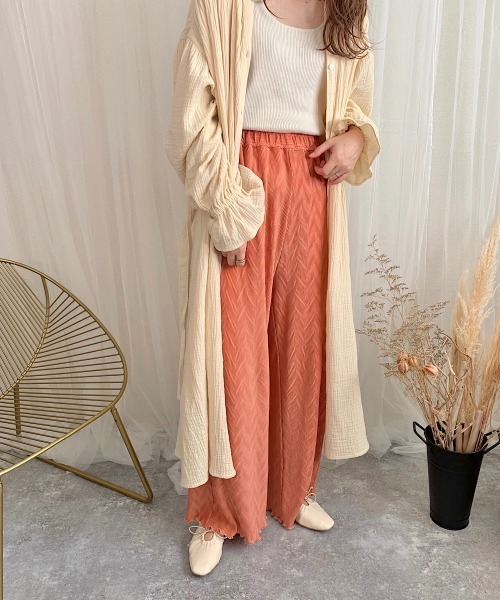 slowmelly（スローメリー）の「【WEARISTA てら】変形楊柳ワイドパンツ（その他パンツ・レディース・ベージュ/パープル/ピンクベージュ・FREE）」の15枚目の写真