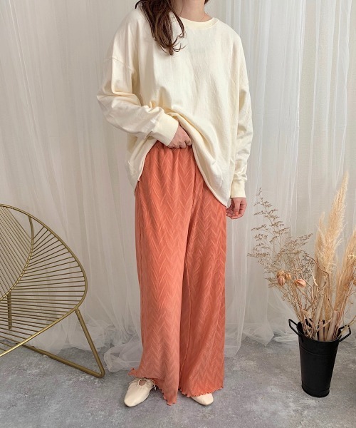 slowmelly（スローメリー）の「【WEARISTA てら】変形楊柳ワイドパンツ（その他パンツ・レディース・ベージュ/パープル/ピンクベージュ・FREE）」の16枚目の写真