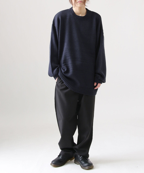 ZIP FIVE(ジップファイブ)の「【ZIP FIVE】天竺ビッグシルエットクルーネックニットセーター(ニット/セーター・メンズ・グリーン系/グレイッシュベージュ/ブラック/ネイビー/ブラウン・MEDIUM/LARGE)」の13枚目の写真