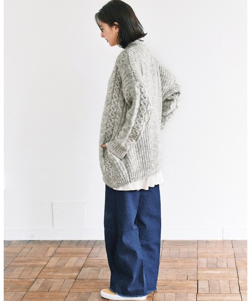 avecmoi（アヴェクモワ）の「【佐藤かなさんプロデュース】 アヴェクモワ　ケーブルカーディガン〈グレー杢〉（カーディガン/ボレロ・レディース・杢グレー・MEDIUM/LARGE/SMALL）」の3枚目の写真