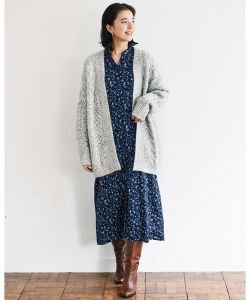 avecmoi（アヴェクモワ）の「【佐藤かなさんプロデュース】 アヴェクモワ　ケーブルカーディガン〈グレー杢〉（カーディガン/ボレロ・レディース・杢グレー・MEDIUM/LARGE/SMALL）」の5枚目の写真