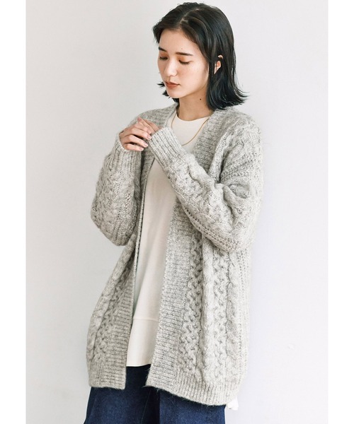 avecmoi（アヴェクモワ）の「【佐藤かなさんプロデュース】 アヴェクモワ　ケーブルカーディガン〈グレー杢〉（カーディガン/ボレロ・レディース・杢グレー・MEDIUM/LARGE/SMALL）」の10枚目の写真