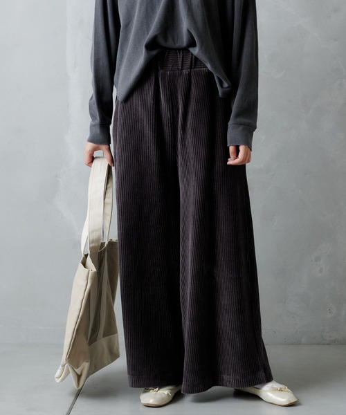 PUAL CE CIN（ピュアルセシン）の「カットコールワイドパンツ（その他パンツ・レディース・チャコールグレー/ブラック/ブラウン/アイボリー・FREE）」の4枚目の写真