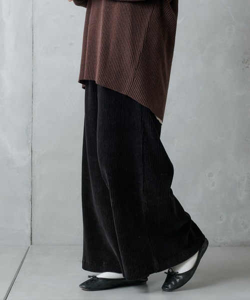 PUAL CE CIN（ピュアルセシン）の「カットコールワイドパンツ（その他パンツ・レディース・チャコールグレー/ブラック/ブラウン/アイボリー・FREE）」の3枚目の写真