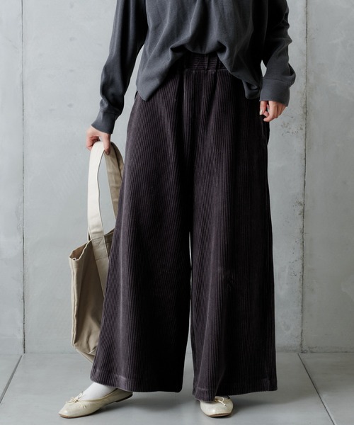 PUAL CE CIN（ピュアルセシン）の「カットコールワイドパンツ（その他パンツ・レディース・チャコールグレー/ブラック/ブラウン/アイボリー・FREE）」の6枚目の写真