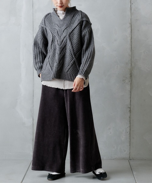 PUAL CE CIN（ピュアルセシン）の「カットコールワイドパンツ（その他パンツ・レディース・チャコールグレー/ブラック/ブラウン/アイボリー・FREE）」の20枚目の写真