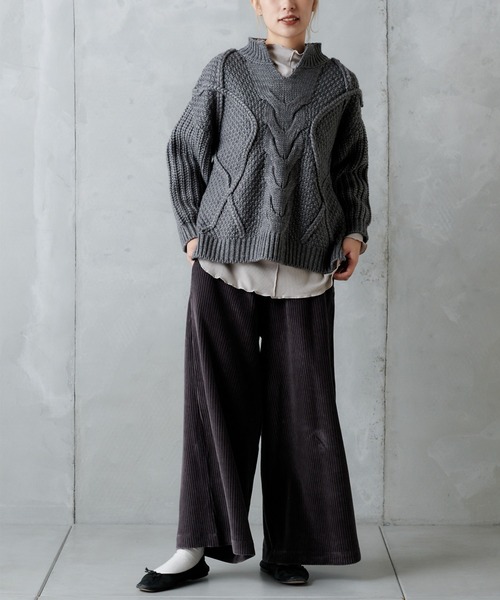 PUAL CE CIN（ピュアルセシン）の「カットコールワイドパンツ（その他パンツ・レディース・チャコールグレー/ブラック/ブラウン/アイボリー・FREE）」の11枚目の写真