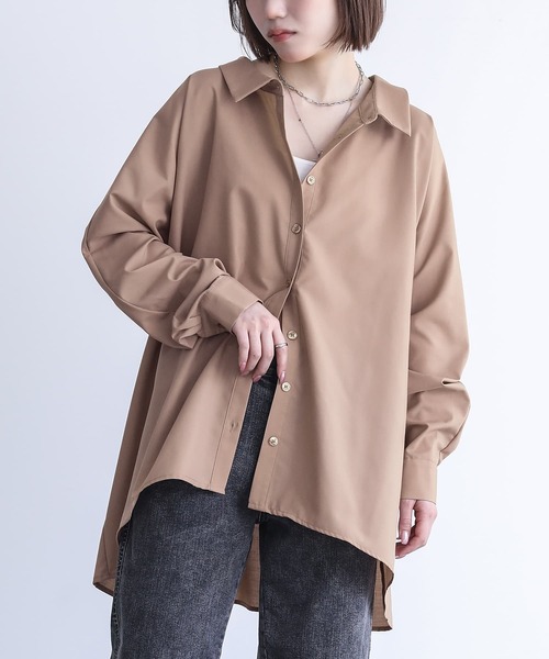 n'OrLABEL（ノアールレーベル）の「『ドルマンシルエットデザインシャツ』（シャツ/ブラウス・レディース・ブラック/モカ/オフホワイト/カーキ/ダークネイビー/ピンクベージュ・FREE）」の6枚目の写真