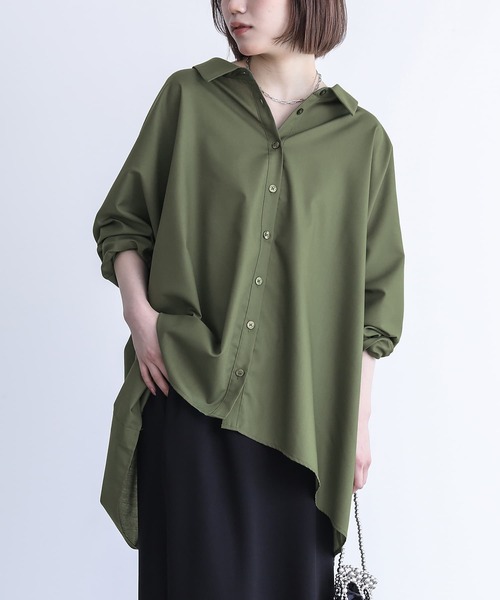 n'OrLABEL（ノアールレーベル）の「『ドルマンシルエットデザインシャツ』（シャツ/ブラウス・レディース・ブラック/モカ/オフホワイト/カーキ/ダークネイビー/ピンクベージュ・FREE）」の4枚目の写真