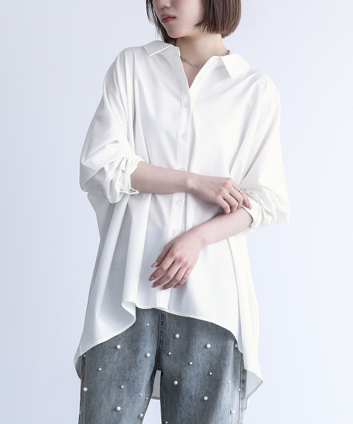 n'OrLABEL（ノアールレーベル）の「『ドルマンシルエットデザインシャツ』（シャツ/ブラウス・レディース・ブラック/モカ/オフホワイト/カーキ/ダークネイビー/ピンクベージュ・FREE）」の8枚目の写真