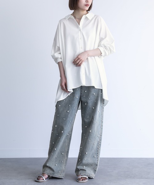 n'OrLABEL（ノアールレーベル）の「『ドルマンシルエットデザインシャツ』（シャツ/ブラウス・レディース・ブラック/モカ/オフホワイト/カーキ/ダークネイビー/ピンクベージュ・FREE）」の9枚目の写真