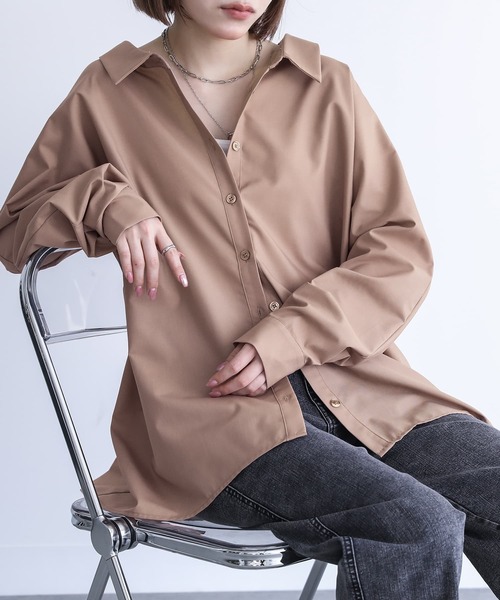 n'OrLABEL（ノアールレーベル）の「『ドルマンシルエットデザインシャツ』（シャツ/ブラウス・レディース・ブラック/モカ/オフホワイト/カーキ/ダークネイビー/ピンクベージュ・FREE）」の13枚目の写真