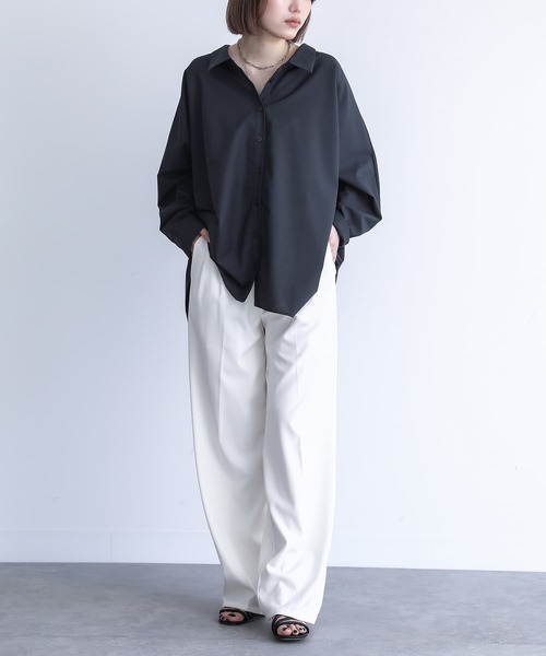 n'OrLABEL（ノアールレーベル）の「『ドルマンシルエットデザインシャツ』（シャツ/ブラウス・レディース・ブラック/モカ/オフホワイト/カーキ/ダークネイビー/ピンクベージュ・FREE）」の15枚目の写真