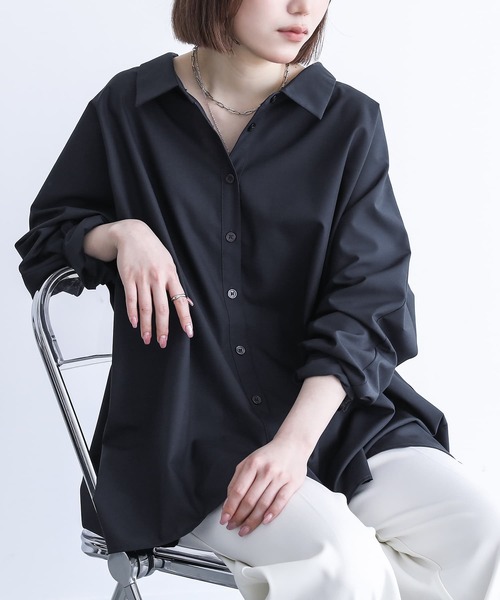 n'OrLABEL（ノアールレーベル）の「『ドルマンシルエットデザインシャツ』（シャツ/ブラウス・レディース・ブラック/モカ/オフホワイト/カーキ/ダークネイビー/ピンクベージュ・FREE）」の16枚目の写真