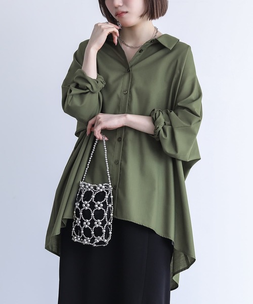 n'OrLABEL（ノアールレーベル）の「『ドルマンシルエットデザインシャツ』（シャツ/ブラウス・レディース・ブラック/モカ/オフホワイト/カーキ/ダークネイビー/ピンクベージュ・FREE）」の19枚目の写真