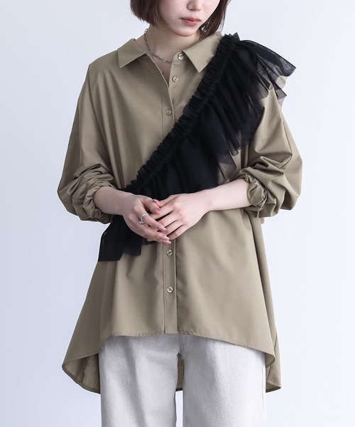 n'OrLABEL（ノアールレーベル）の「『ドルマンシルエットデザインシャツ』（シャツ/ブラウス・レディース・ブラック/モカ/オフホワイト/カーキ/ダークネイビー/ピンクベージュ・FREE）」の22枚目の写真