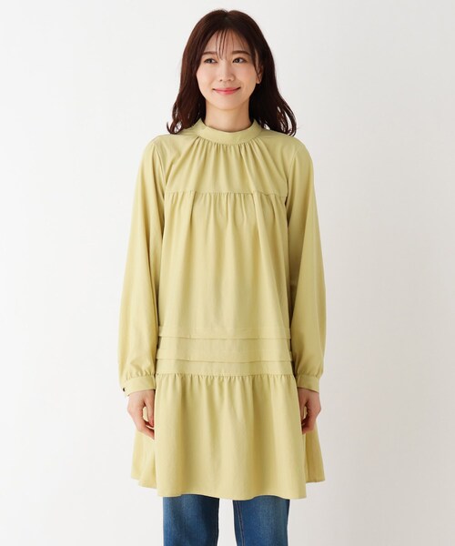 DRESKIP（ドレスキップ）の「◆ティアードチュニックワンピ―ス（ワンピース・レディース・オフホワイト/レモンイエロー/カーキ・03/02/04）」の9枚目の写真