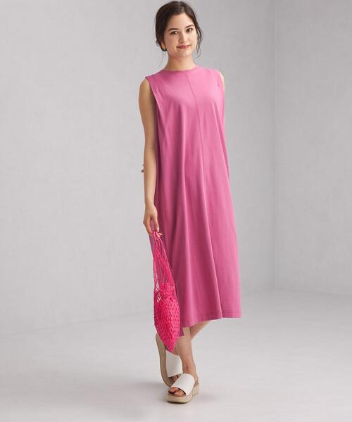 green label relaxing（グリーンレーベルリラクシング）の「CFC タック ノースリーブ ワンピース（ワンピース・レディース・ブラック/ベージュ/ピンク/マスタード・FREE）」の13枚目の写真