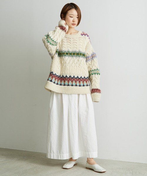 cardo fabrica（カルドファブリカ）の「ケーブル×編み込み柄ハンドニット長袖プルオーバー（ニット/セーター・レディース・キナリ・FREE）」の17枚目の写真