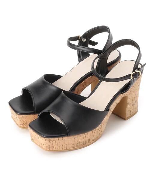 ESPERANZA（エスペランサ）の「◆スクエアトゥコルクプラットフォームサンダル（サンダル・レディース・アイボリー/ブラック/イエロー/ベージュ・M/S/L/LL）」の6枚目の写真