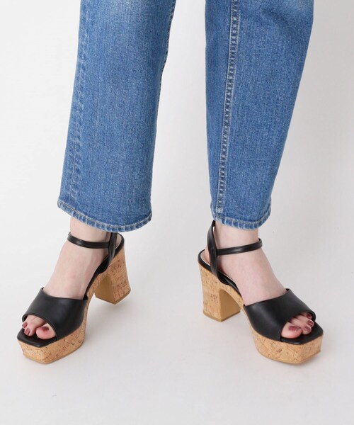 ESPERANZA（エスペランサ）の「◆スクエアトゥコルクプラットフォームサンダル（サンダル・レディース・アイボリー/ブラック/イエロー/ベージュ・M/S/L/LL）」の12枚目の写真