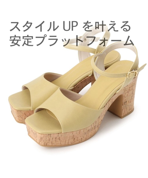 ESPERANZA（エスペランサ）の「◆スクエアトゥコルクプラットフォームサンダル（サンダル・レディース・アイボリー/ブラック/イエロー/ベージュ・M/S/L/LL）」の13枚目の写真