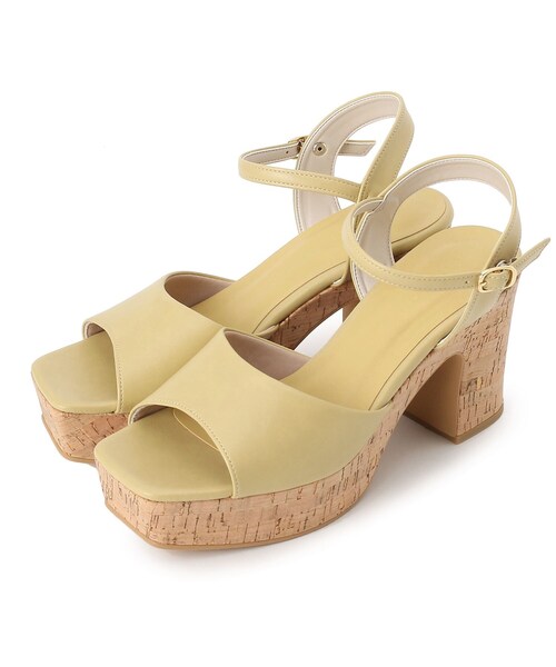 ESPERANZA（エスペランサ）の「◆スクエアトゥコルクプラットフォームサンダル（サンダル・レディース・アイボリー/ブラック/イエロー/ベージュ・M/S/L/LL）」の16枚目の写真