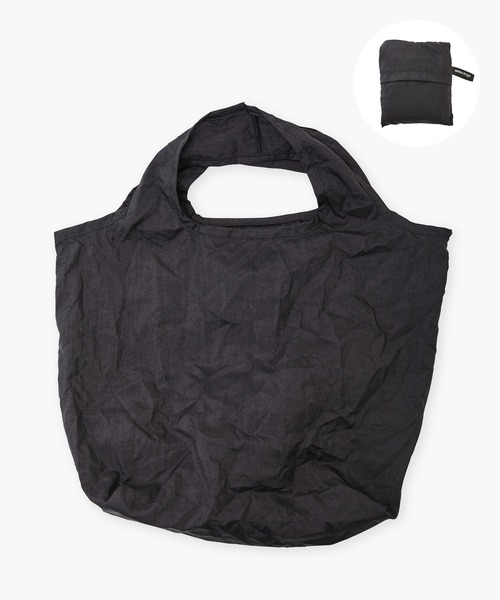sarasa design（サラサデザイン）の「b2c コンパクト エコバッグ KUSHU KUSHU（エコバッグ/サブバッグ・レディース・チャコールグレー/ブラック/ライトグレー・ONESIZE）」の2枚目の写真
