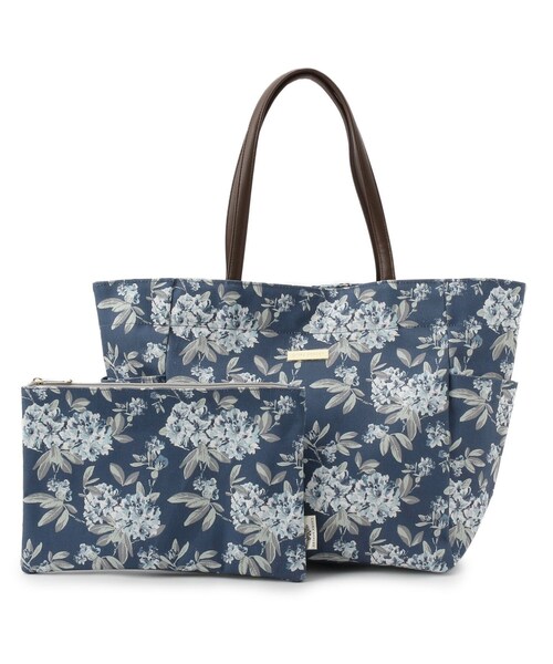 LAURA ASHLEY(ローラアシュレイ)の「ミニバッグ付きボタニカル柄トート(トートバッグ・レディース・ホワイト系その他/ネイビー系・00)」の1枚目の写真