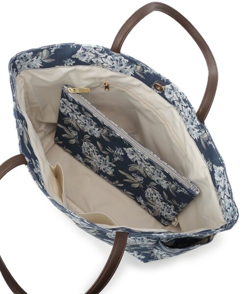 LAURA ASHLEY(ローラアシュレイ)の「ミニバッグ付きボタニカル柄トート(トートバッグ・レディース・ホワイト系その他/ネイビー系・00)」の7枚目の写真