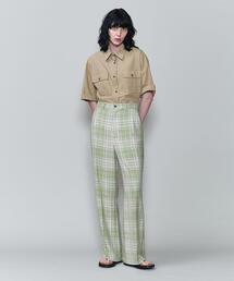 新品タグ付き　6　ロク　コットンミリタリーシャツ　ベージュ　36 6（ロク）の「＜6(ROKU)＞COTTON MILITARY MOTIF SHORT SLEEVE