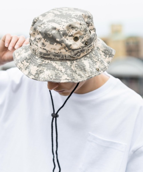 newhattan（ニューハッタン）の「NEWHATTAN ニューハッタン Safari Hat -twill- バケットハット（ハット・メンズ・ホワイト/スカイブルー/ブラック/ダークグリーン/ダークブラウン/レッド/オリーブ/カーキ/ライトグリーン/その他/サンドベージュ/デザートカモ/その他1/ウッドランド/グレー系カモフラージュ/ロイヤルブルー/チャコール/グレー/ネイビー・FREE）」の19枚目の写真