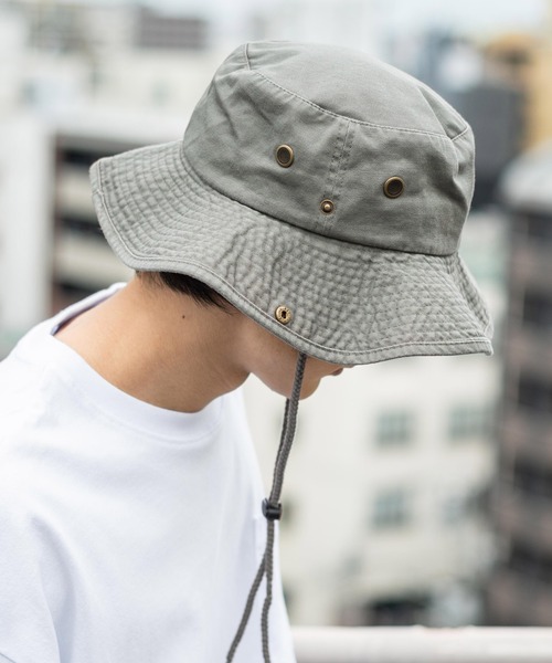 newhattan（ニューハッタン）の「NEWHATTAN ニューハッタン Safari Hat -twill- バケットハット（ハット・メンズ・ホワイト/スカイブルー/ブラック/ダークグリーン/ダークブラウン/レッド/オリーブ/カーキ/ライトグリーン/その他/サンドベージュ/デザートカモ/その他1/ウッドランド/グレー系カモフラージュ/ロイヤルブルー/チャコール/グレー/ネイビー・FREE）」の9枚目の写真