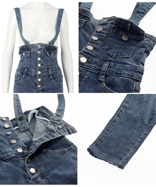 ANAP（アナップ）の「フロントボタンデニムスキニーサロペット（サロペット/オーバーオール・レディース・ブルー/ネイビー・M/S）」の10枚目の写真