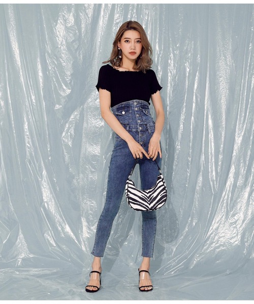 ANAP（アナップ）の「フロントボタンデニムスキニーサロペット（サロペット/オーバーオール・レディース・ブルー/ネイビー・M/S）」の18枚目の写真