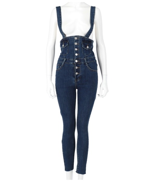 ANAP（アナップ）の「フロントボタンデニムスキニーサロペット（サロペット/オーバーオール・レディース・ブルー/ネイビー・M/S）」の13枚目の写真