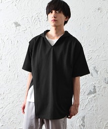 MinoriTY | メンズ半袖インレイ裏毛アシンメトリーTeeパーカー(Tシャツ/カットソー)