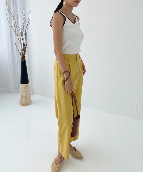 StyleSea(スタイルシー)の「リネンライクバックオープン配色ニットタンクップ(タンクトップ・レディース・ブラック/ベージュ/オレンジ/アイボリー・FREE)」の5枚目の写真