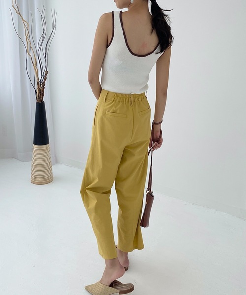 StyleSea(スタイルシー)の「リネンライクバックオープン配色ニットタンクップ(タンクトップ・レディース・ブラック/ベージュ/オレンジ/アイボリー・FREE)」の8枚目の写真