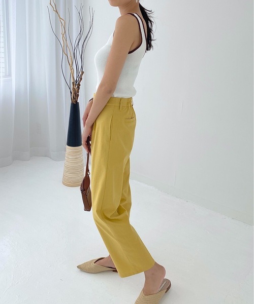 StyleSea(スタイルシー)の「リネンライクバックオープン配色ニットタンクップ(タンクトップ・レディース・ブラック/ベージュ/オレンジ/アイボリー・FREE)」の7枚目の写真