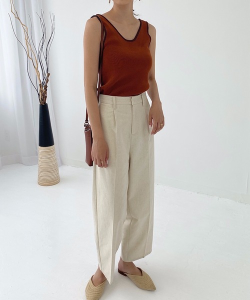 StyleSea(スタイルシー)の「リネンライクバックオープン配色ニットタンクップ(タンクトップ・レディース・ブラック/ベージュ/オレンジ/アイボリー・FREE)」の13枚目の写真