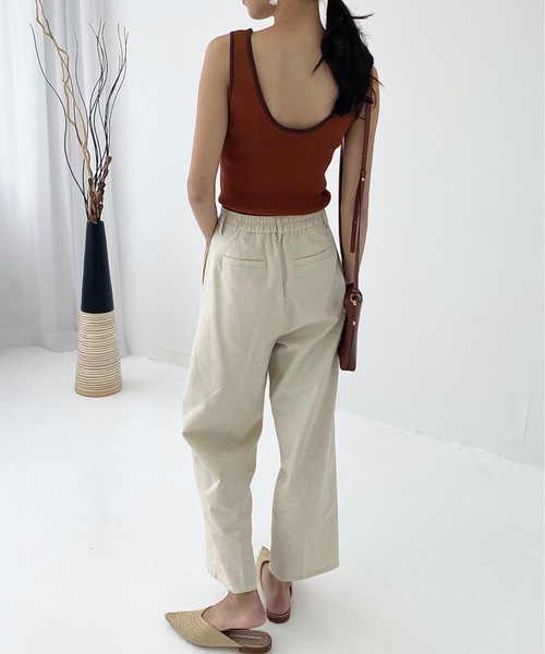 StyleSea(スタイルシー)の「リネンライクバックオープン配色ニットタンクップ(タンクトップ・レディース・ブラック/ベージュ/オレンジ/アイボリー・FREE)」の14枚目の写真