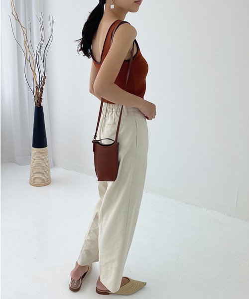 StyleSea(スタイルシー)の「リネンライクバックオープン配色ニットタンクップ(タンクトップ・レディース・ブラック/ベージュ/オレンジ/アイボリー・FREE)」の15枚目の写真