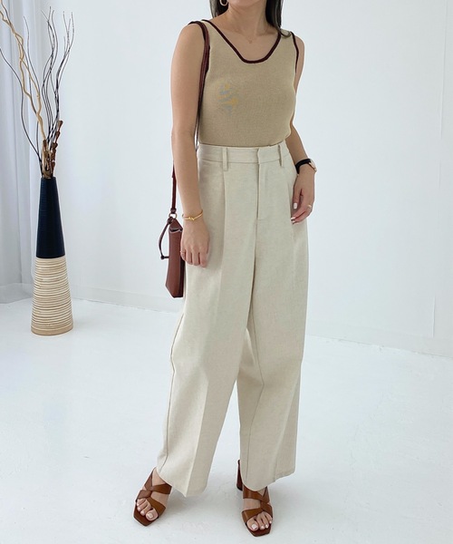 StyleSea(スタイルシー)の「リネンライクバックオープン配色ニットタンクップ(タンクトップ・レディース・ブラック/ベージュ/オレンジ/アイボリー・FREE)」の22枚目の写真