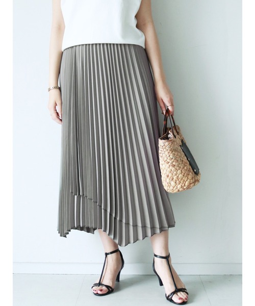 Te chichi（テチチ）の「◎サテンラッププリーツスカート（スカート・レディース・グレー/カーキ/モカ・ﾌﾘ-）」の3枚目の写真