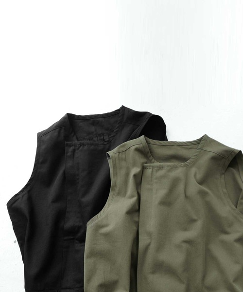 antiqua（アンティカ）の「綿100%オールインワン（つなぎ/オールインワン・レディース・カーキ/ブラック・FREE）」の4枚目の写真