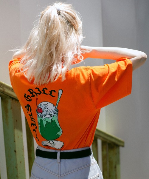 X-girl（エックスガール）の「SODA FLOAT S/S TEE（Tシャツ/カットソー・レディース・ホワイト/オレンジ/ブラック・L/S/M/XL）」の3枚目の写真